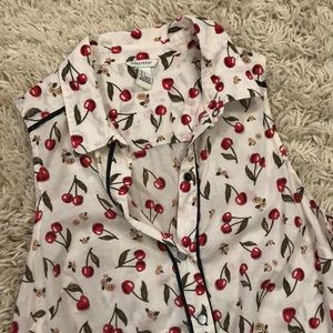 Cherry Print Tie Front Tank